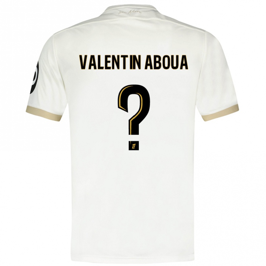 Enfant Football Maillot Louis Valentin Aboua #0 Blanc Doré Tenues Extérieur 2024/25