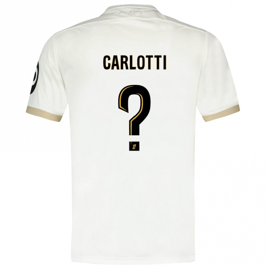 Enfant Football Maillot Mathis Carlotti #0 Blanc Doré Tenues Extérieur 2024/25