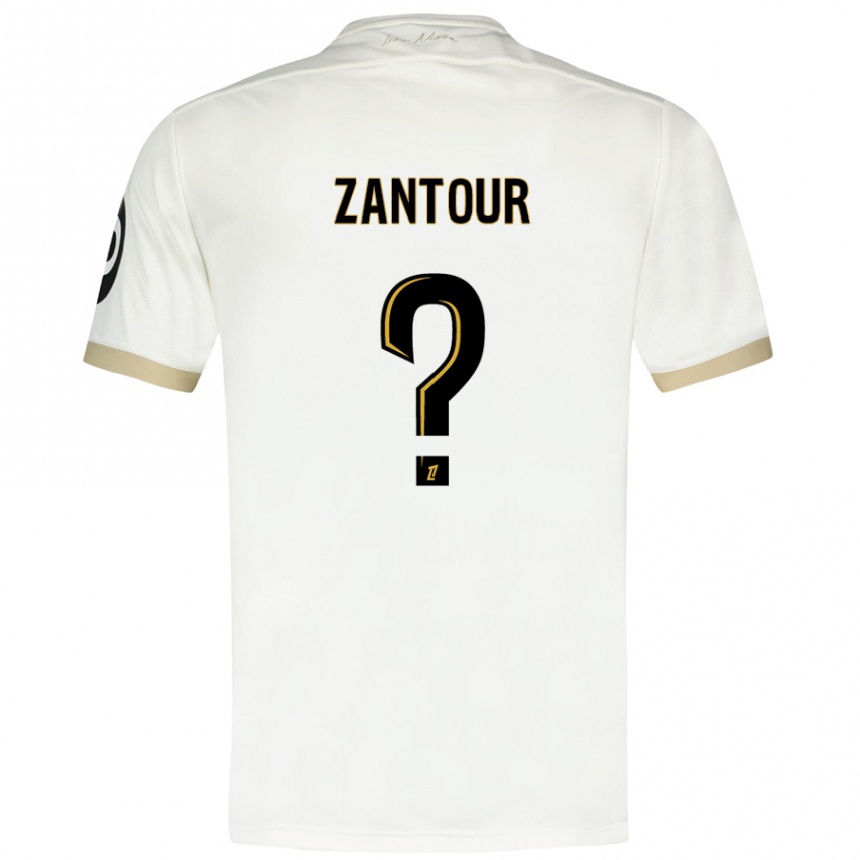 Enfant Football Maillot Ishaq Zantour #0 Blanc Doré Tenues Extérieur 2024/25