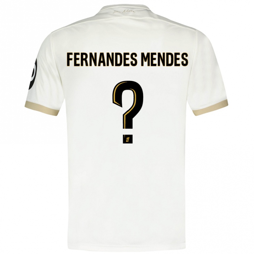 Enfant Football Maillot Mathis Fernandes Mendes #0 Blanc Doré Tenues Extérieur 2024/25