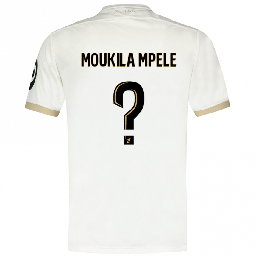 Enfant Football Maillot Beny Moukila Mpele #0 Blanc Doré Tenues Extérieur 2024/25