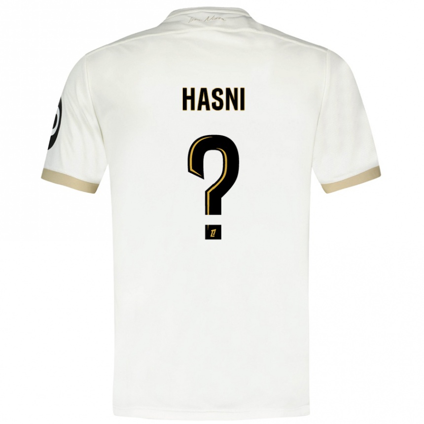 Enfant Football Maillot Zinedine Hasni #0 Blanc Doré Tenues Extérieur 2024/25