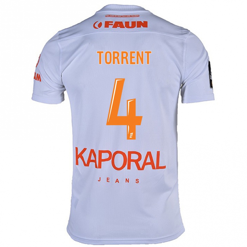 Enfant Football Maillot Marion Torrent #4 Blanc Tenues Extérieur 2024/25