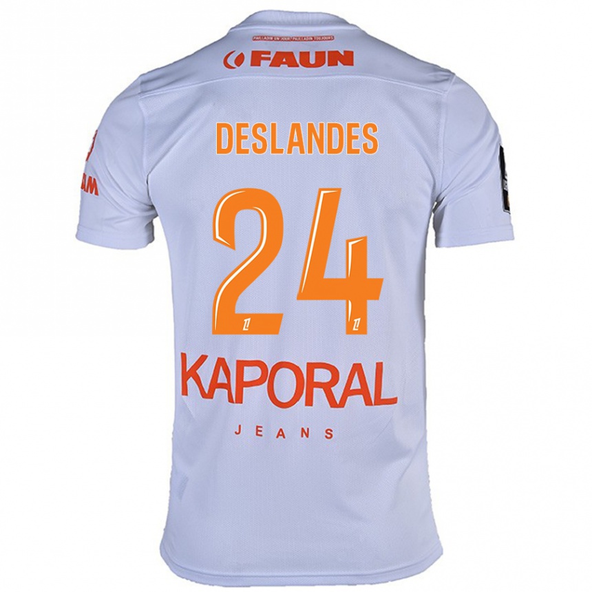 Enfant Football Maillot Océane Deslandes #24 Blanc Tenues Extérieur 2024/25