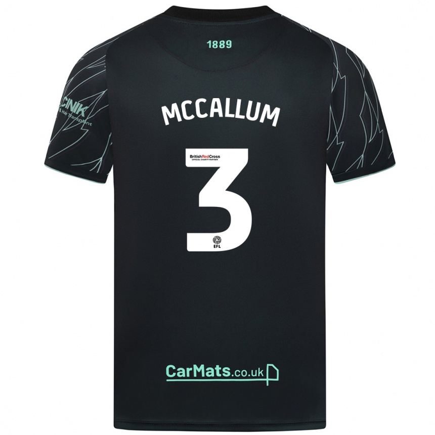 Enfant Football Maillot Sam Mccallum #3 Noir Vert Tenues Extérieur 2024/25