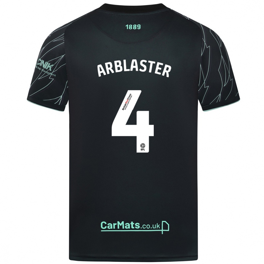 Enfant Football Maillot Oliver Arblaster #4 Noir Vert Tenues Extérieur 2024/25