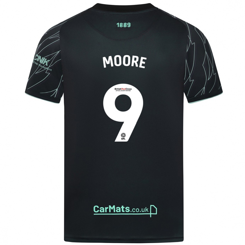 Enfant Football Maillot Kieffer Moore #9 Noir Vert Tenues Extérieur 2024/25