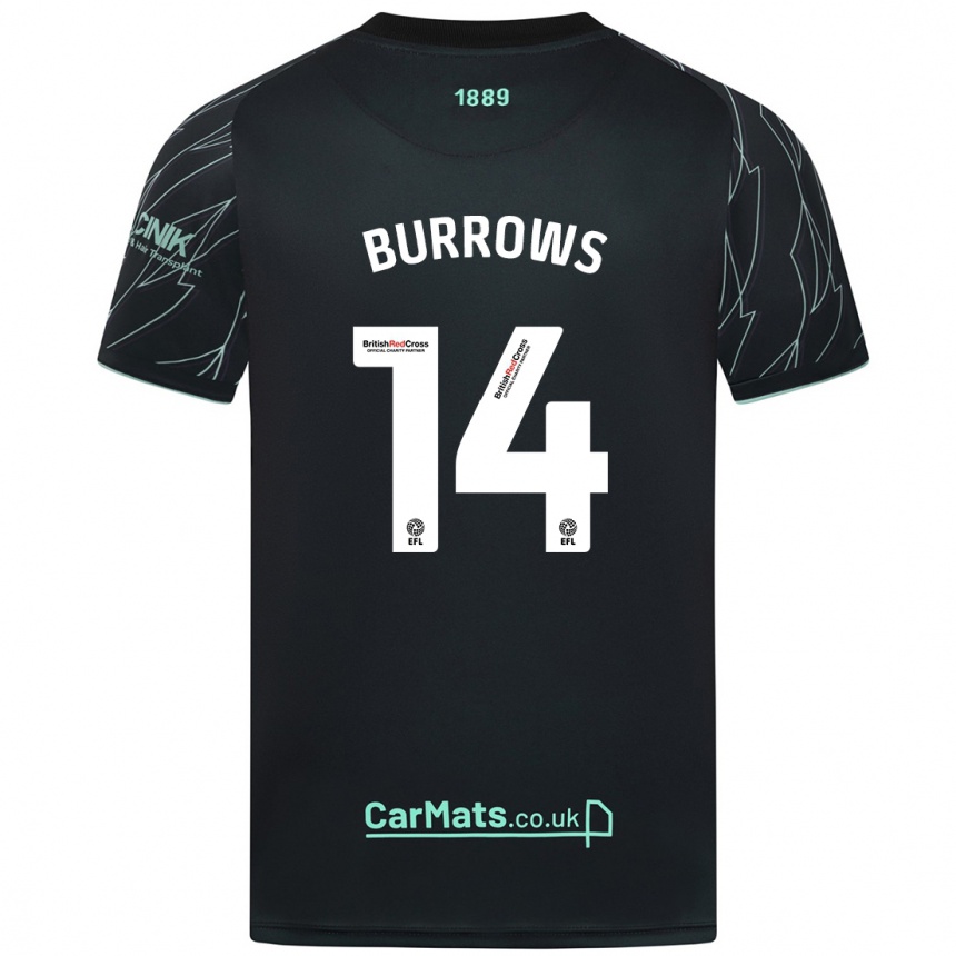 Enfant Football Maillot Harrison Burrows #14 Noir Vert Tenues Extérieur 2024/25