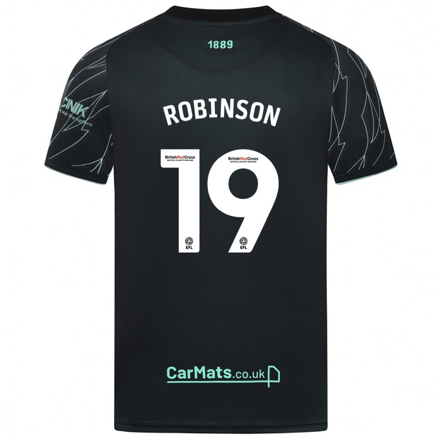 Enfant Football Maillot Jack Robinson #19 Noir Vert Tenues Extérieur 2024/25