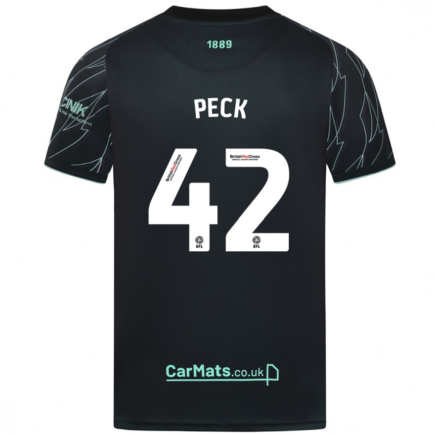 Enfant Football Maillot Sydie Peck #42 Noir Vert Tenues Extérieur 2024/25