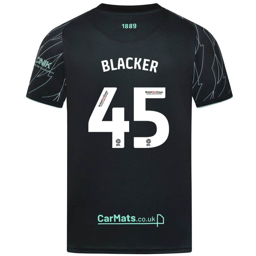 Enfant Football Maillot Billy Blacker #45 Noir Vert Tenues Extérieur 2024/25