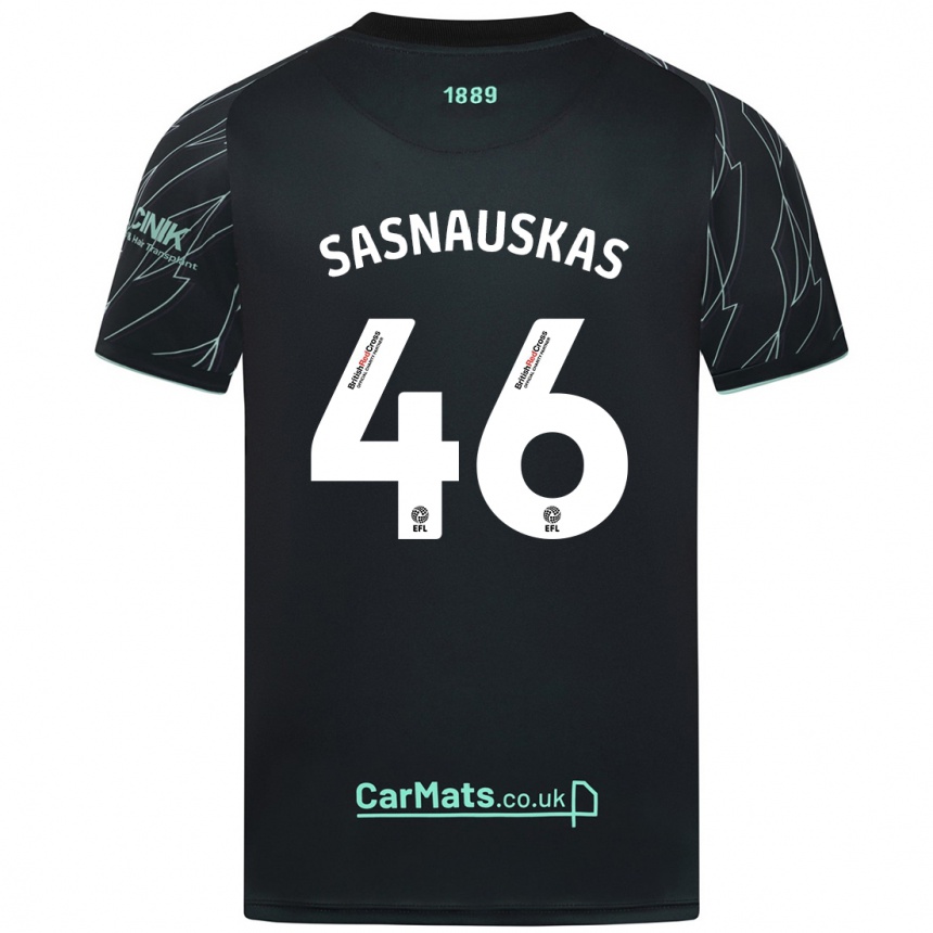 Enfant Football Maillot Dovydas Sasnauskas #46 Noir Vert Tenues Extérieur 2024/25