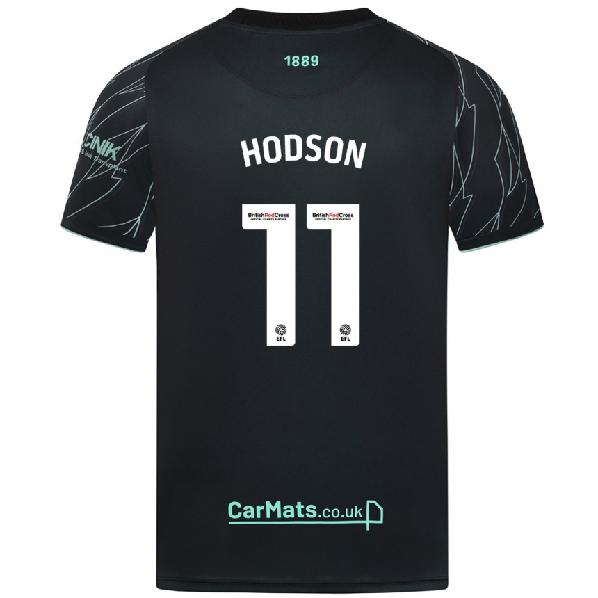 Enfant Football Maillot Ashley Hodson #11 Noir Vert Tenues Extérieur 2024/25