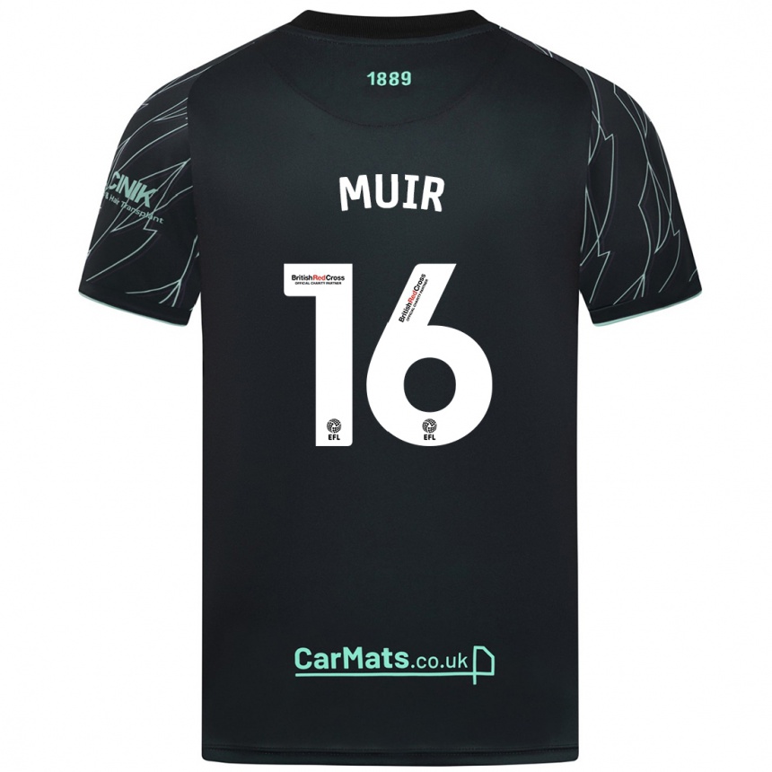 Enfant Football Maillot Chene Muir #16 Noir Vert Tenues Extérieur 2024/25