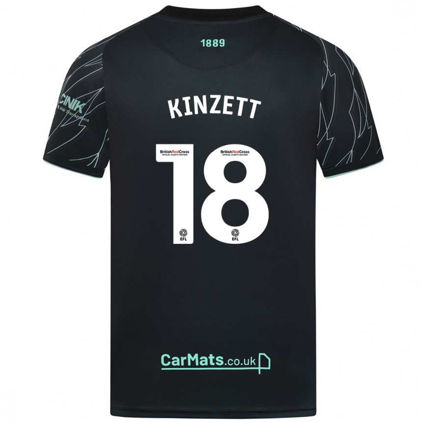 Enfant Football Maillot Ella Kinzett #18 Noir Vert Tenues Extérieur 2024/25