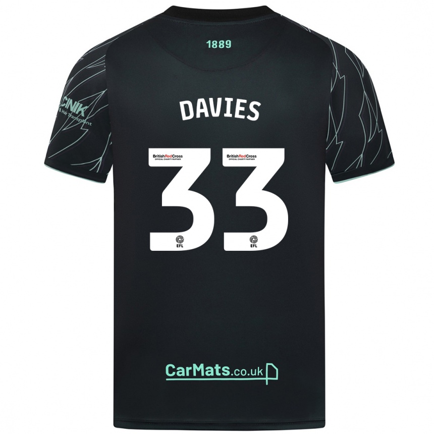 Enfant Football Maillot Bethan Davies #33 Noir Vert Tenues Extérieur 2024/25