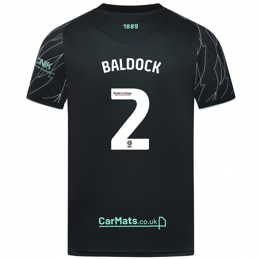 Enfant Football Maillot George Baldock #2 Noir Vert Tenues Extérieur 2024/25