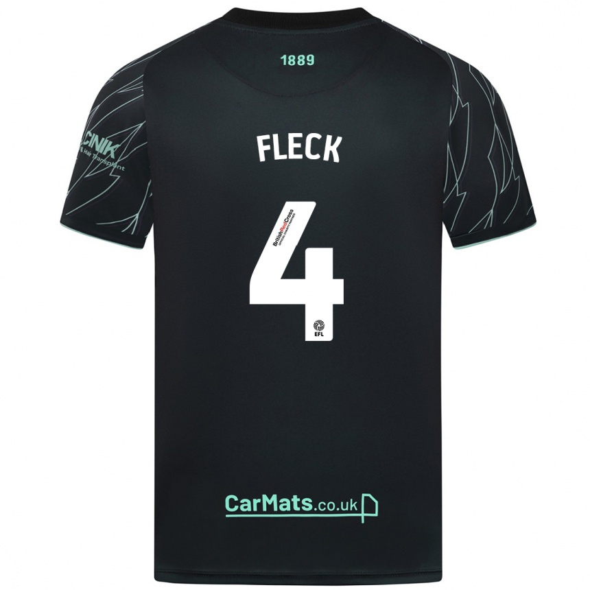 Enfant Football Maillot John Fleck #4 Noir Vert Tenues Extérieur 2024/25