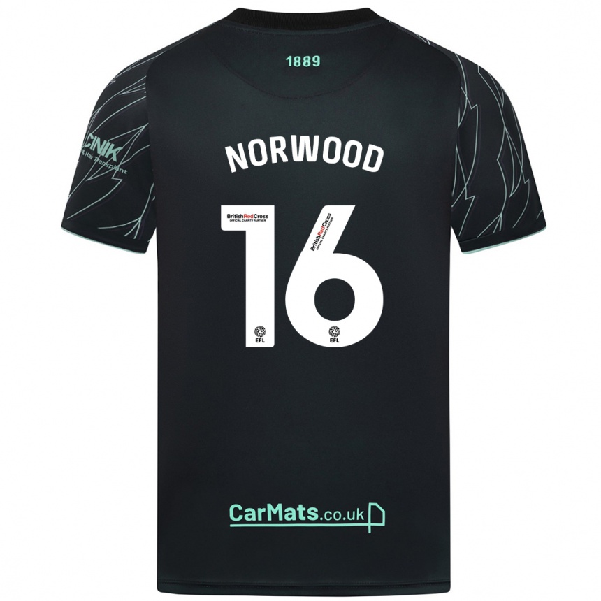 Enfant Football Maillot Oliver Norwood #16 Noir Vert Tenues Extérieur 2024/25