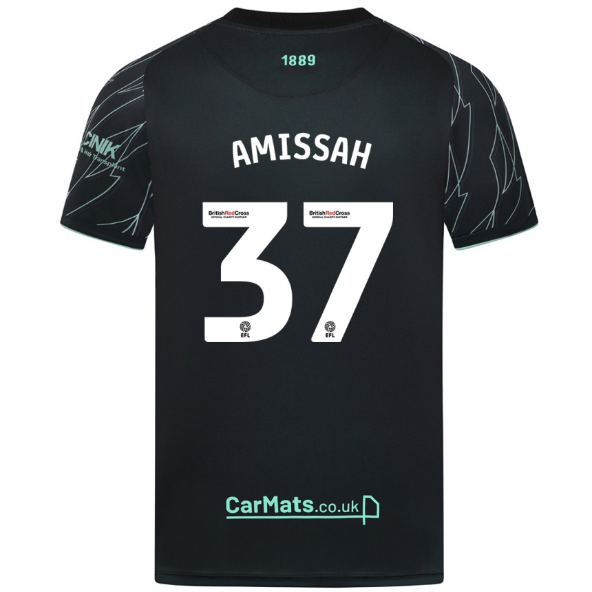 Enfant Football Maillot Jordan Amissah #37 Noir Vert Tenues Extérieur 2024/25