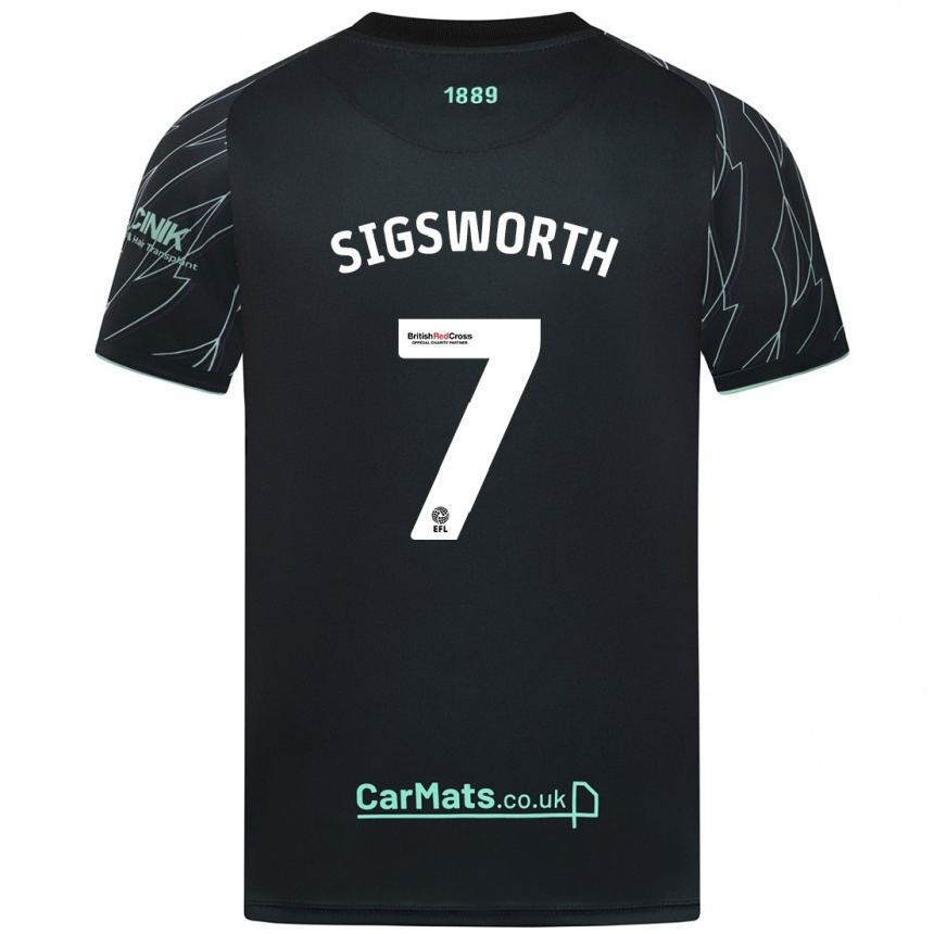 Enfant Football Maillot Jess Sigsworth #7 Noir Vert Tenues Extérieur 2024/25