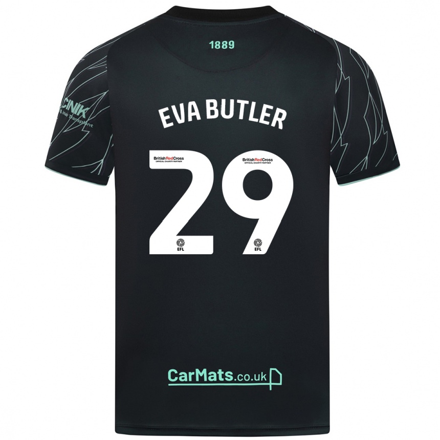 Enfant Football Maillot Eva Butler #29 Noir Vert Tenues Extérieur 2024/25