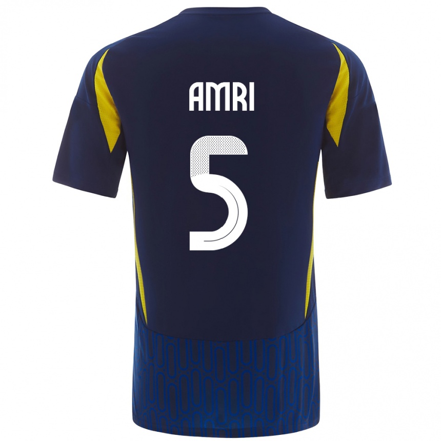 Enfant Football Maillot Abdulelah Al-Amri #5 Bleu Jaune Tenues Extérieur 2024/25