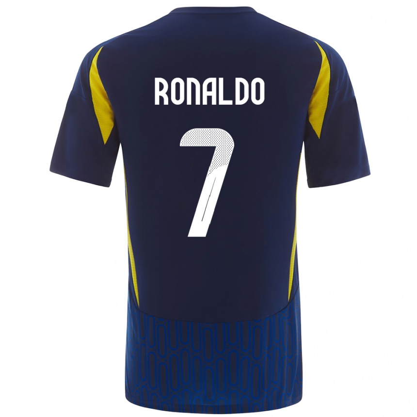 Enfant Football Maillot Cristiano Ronaldo #7 Bleu Jaune Tenues Extérieur 2024/25