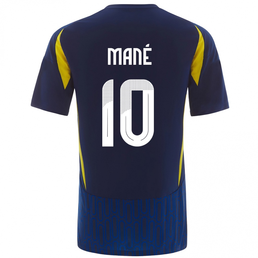 Enfant Football Maillot Sadio Mane #10 Bleu Jaune Tenues Extérieur 2024/25