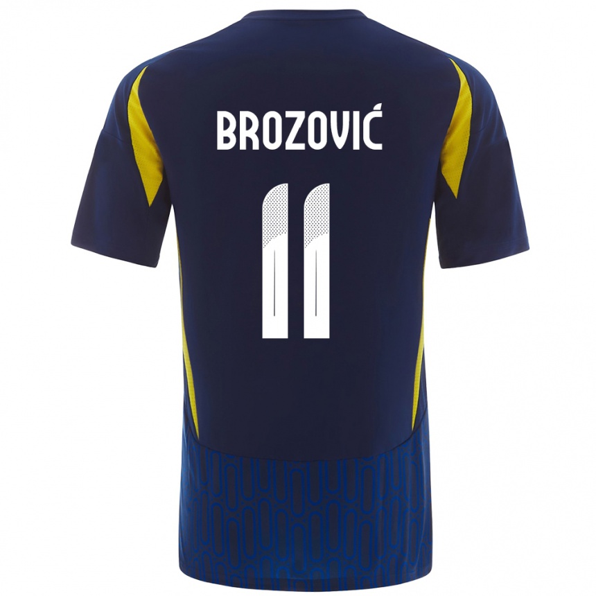 Enfant Football Maillot Marcelo Brozovic #11 Bleu Jaune Tenues Extérieur 2024/25