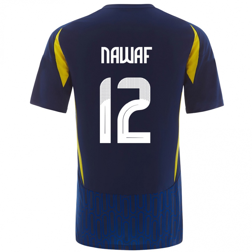 Enfant Football Maillot Nawaf Al-Boushal #12 Bleu Jaune Tenues Extérieur 2024/25