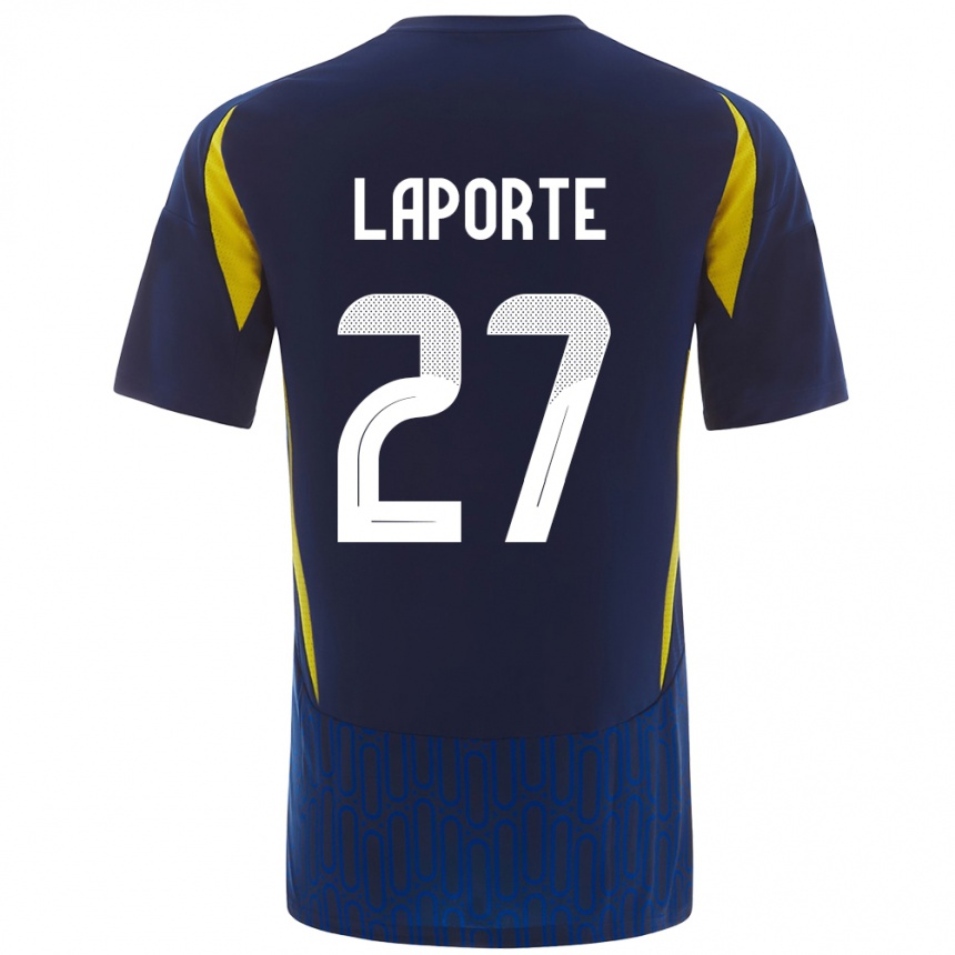 Enfant Football Maillot Aymeric Laporte #27 Bleu Jaune Tenues Extérieur 2024/25