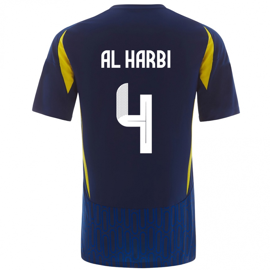 Enfant Football Maillot Fay Al-Harbi #4 Bleu Jaune Tenues Extérieur 2024/25