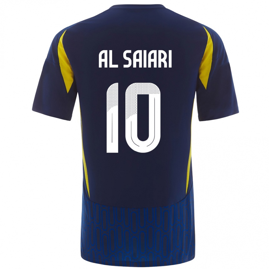 Enfant Football Maillot Mubarkh Al-Saiari #10 Bleu Jaune Tenues Extérieur 2024/25