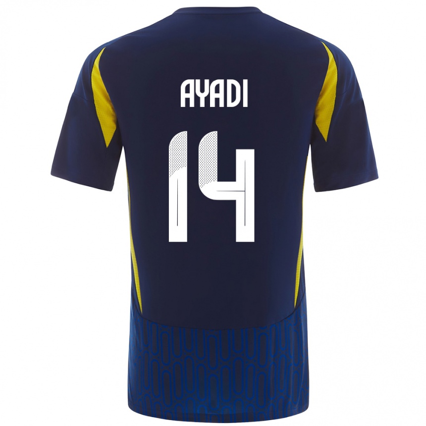 Enfant Football Maillot Ghada Ayadi #14 Bleu Jaune Tenues Extérieur 2024/25