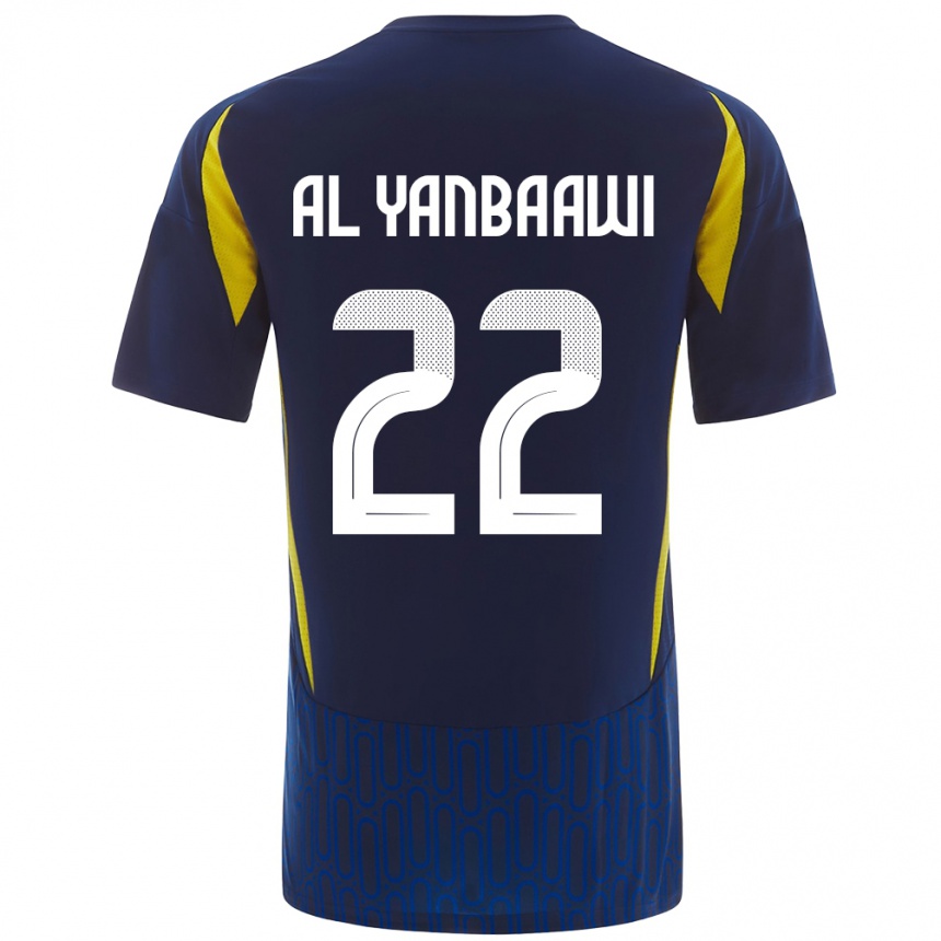 Enfant Football Maillot Tahani Al-Yanbaawi #22 Bleu Jaune Tenues Extérieur 2024/25