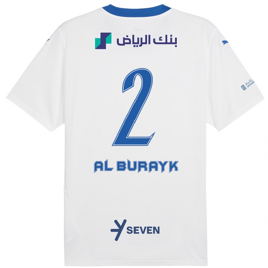 Enfant Football Maillot Mohammed Al-Burayk #2 Blanc Bleu Tenues Extérieur 2024/25