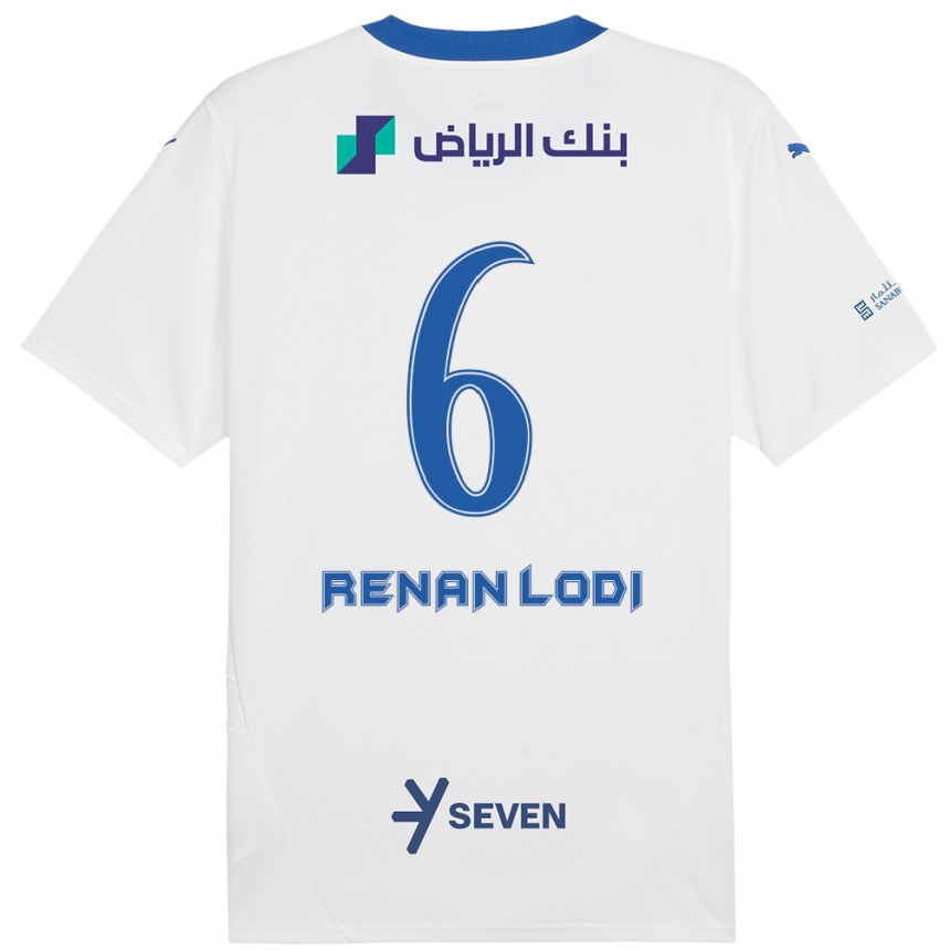 Enfant Football Maillot Renan Lodi #6 Blanc Bleu Tenues Extérieur 2024/25