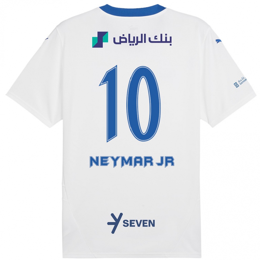 Enfant Football Maillot Neymar #10 Blanc Bleu Tenues Extérieur 2024/25