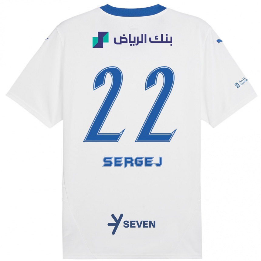 Enfant Football Maillot Sergej Milinkovic-Savic #22 Blanc Bleu Tenues Extérieur 2024/25