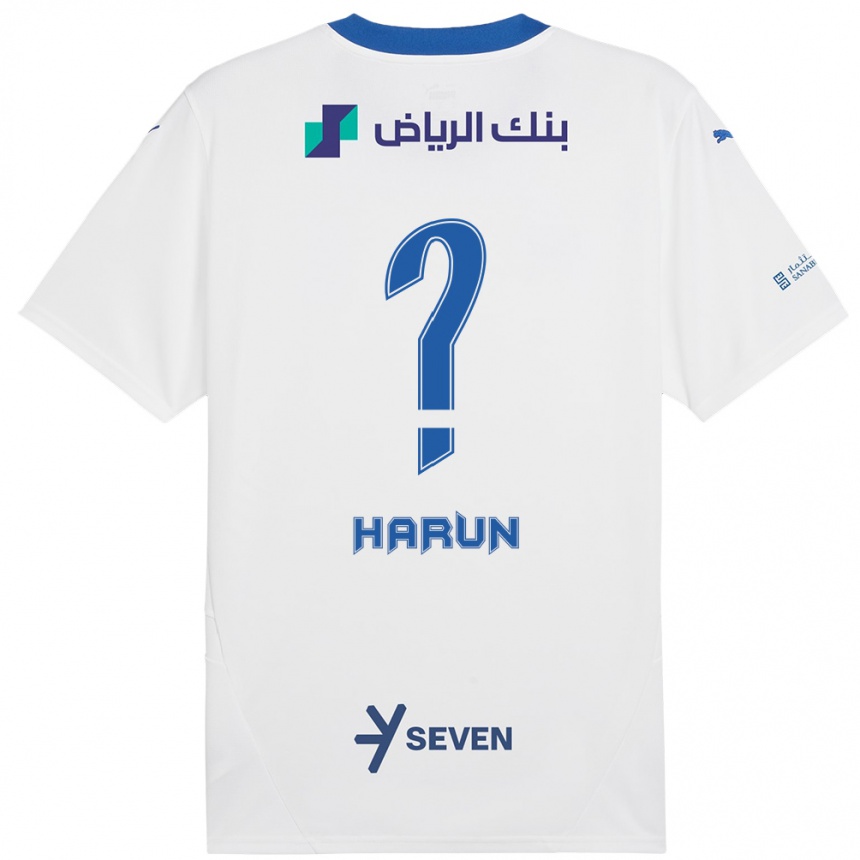 Enfant Football Maillot Saud Harun #0 Blanc Bleu Tenues Extérieur 2024/25