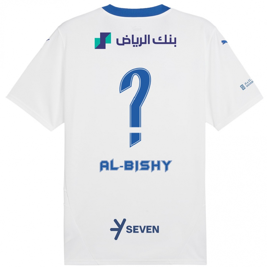 Enfant Football Maillot Bder Abdulaziz Al-Bishy #0 Blanc Bleu Tenues Extérieur 2024/25