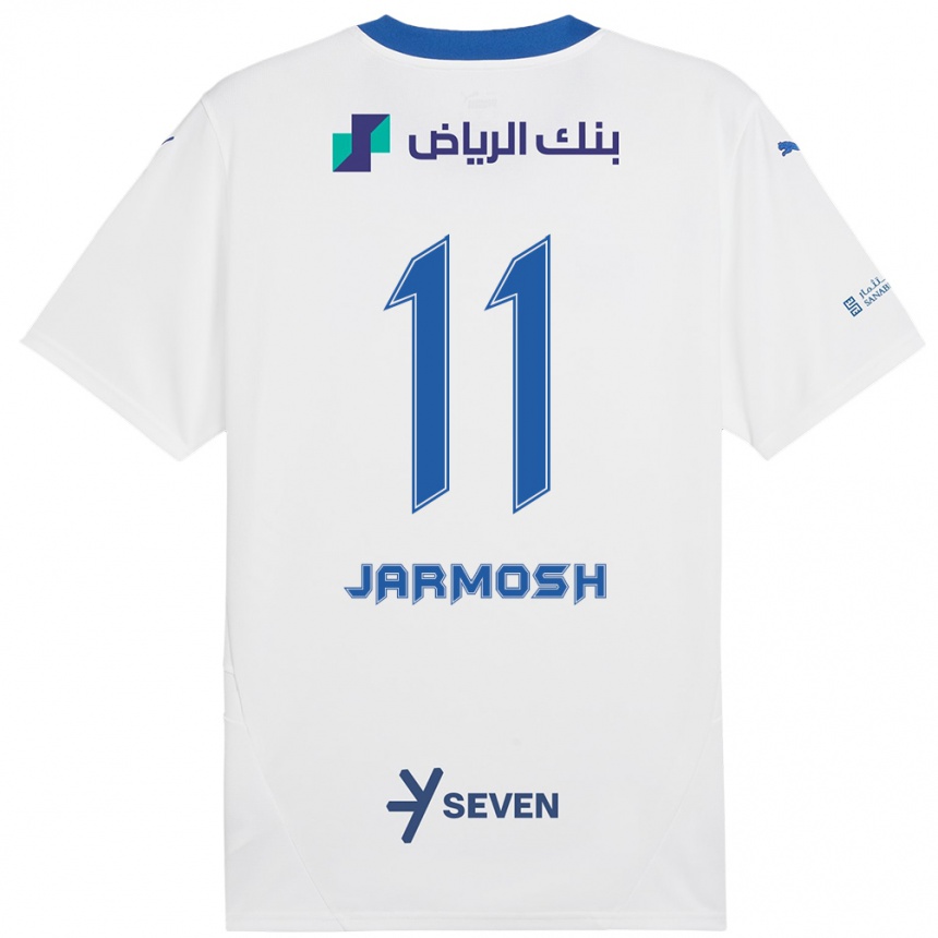 Enfant Football Maillot Abdulaziz Jarmosh #11 Blanc Bleu Tenues Extérieur 2024/25