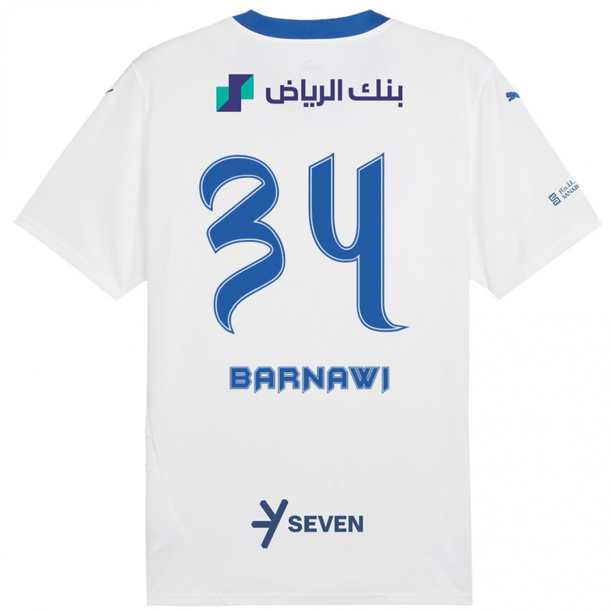 Enfant Football Maillot Saleh Barnawi #34 Blanc Bleu Tenues Extérieur 2024/25