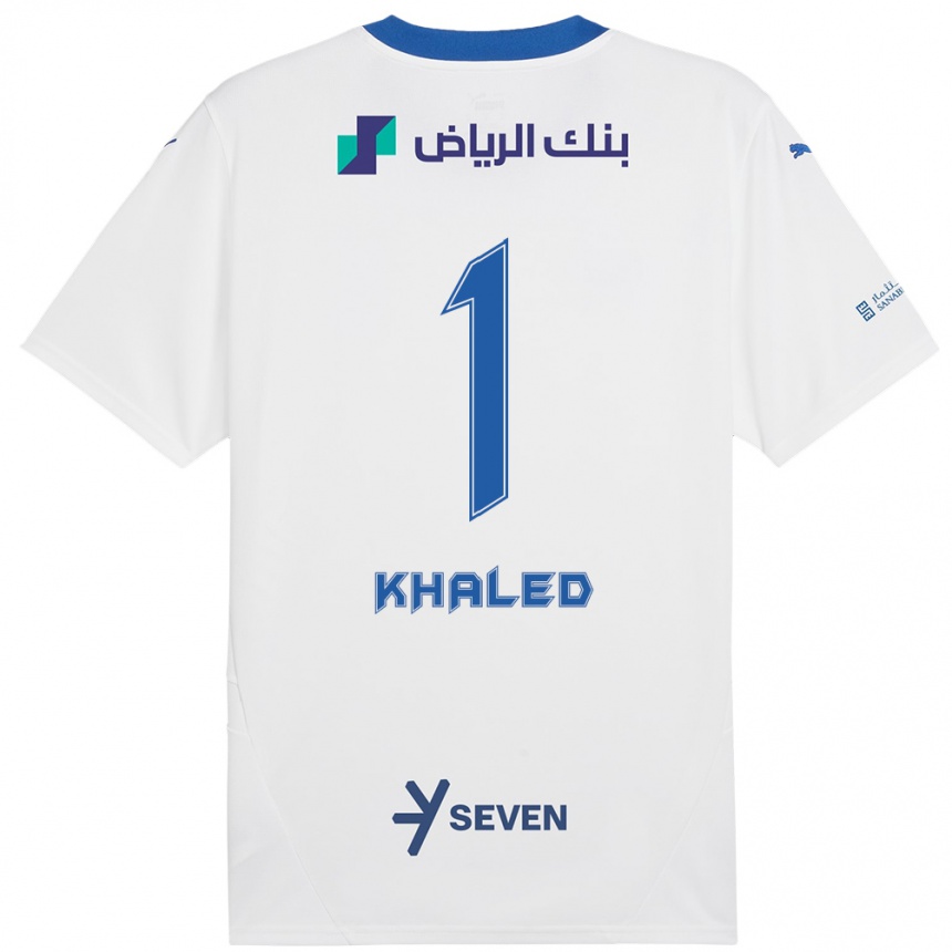 Enfant Football Maillot Nawal Khaled #1 Blanc Bleu Tenues Extérieur 2024/25