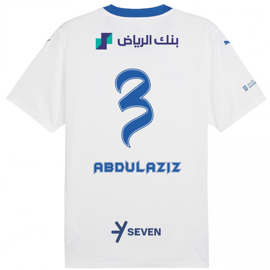 Enfant Football Maillot Al Jawhara Abdulaziz #3 Blanc Bleu Tenues Extérieur 2024/25