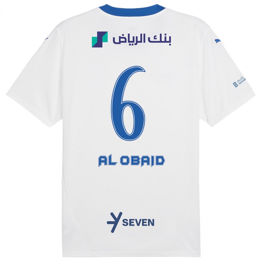 Enfant Football Maillot Lulu Al-Obaid #6 Blanc Bleu Tenues Extérieur 2024/25