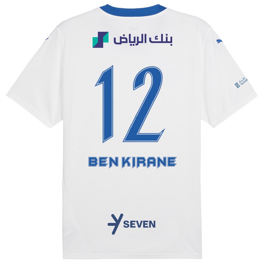 Enfant Football Maillot Mariam Ben Kirane #12 Blanc Bleu Tenues Extérieur 2024/25