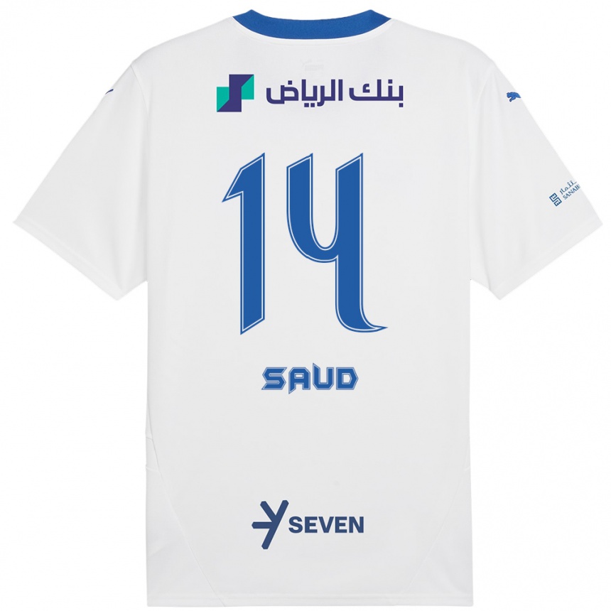 Enfant Football Maillot Nouf Saud #14 Blanc Bleu Tenues Extérieur 2024/25