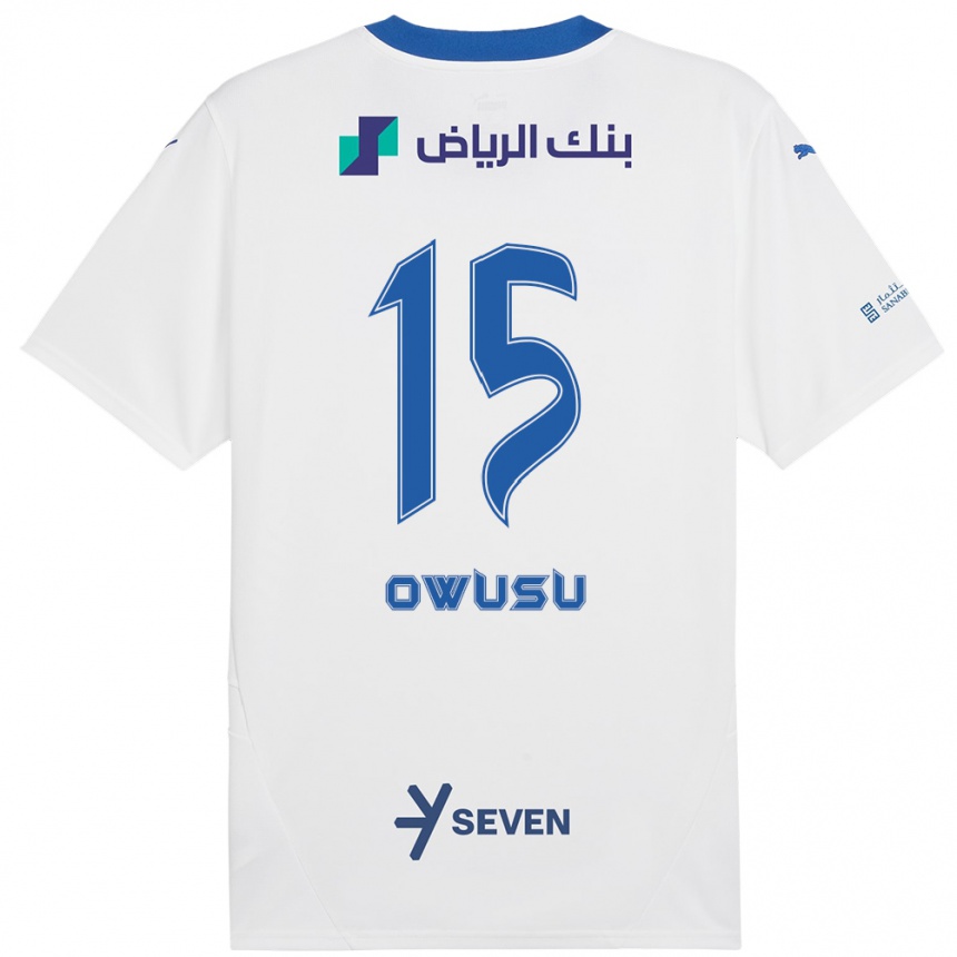 Enfant Football Maillot Mavis Owusu #15 Blanc Bleu Tenues Extérieur 2024/25